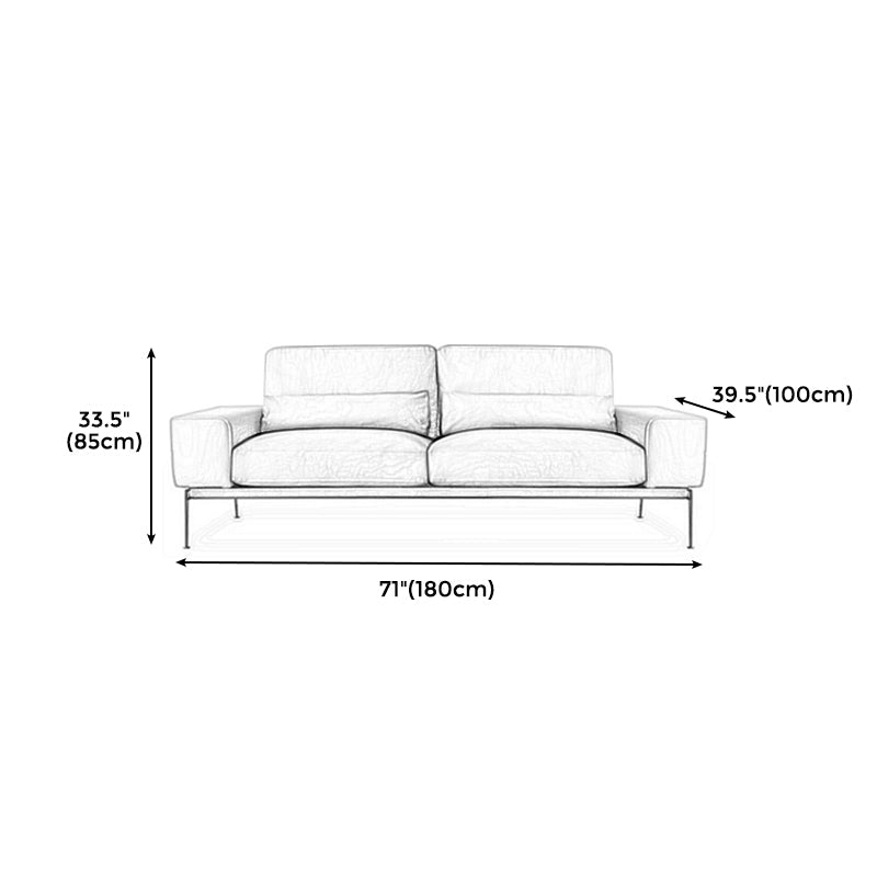 32" High Genuine Leather Square Arm Modern Sofa with Bolster Pillows, Brown Clearhalo 'furn' 'furn_sofas' 'Furniture' 'furniture_sofas' 'kitchen' 'kitchen_sofas' 'Living Room Furniture' 'Sofa' 'sofas' 4658152