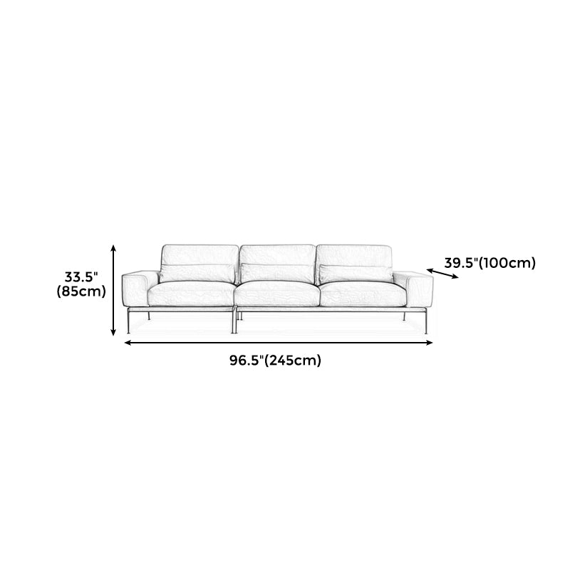 32" High Genuine Leather Square Arm Modern Sofa with Bolster Pillows, Brown Clearhalo 'furn' 'furn_sofas' 'Furniture' 'furniture_sofas' 'kitchen' 'kitchen_sofas' 'Living Room Furniture' 'Sofa' 'sofas' 4658154