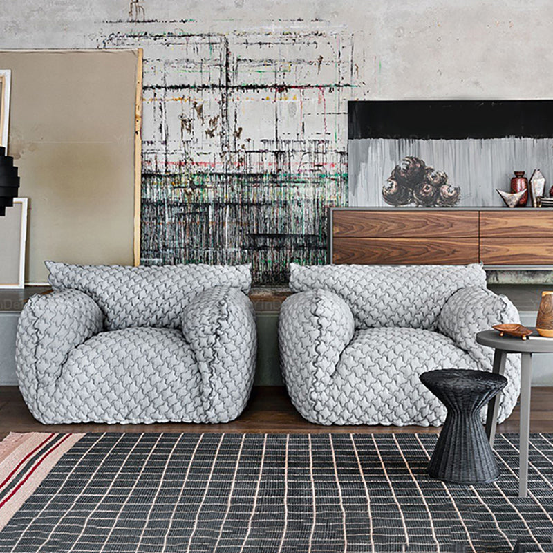 33" High Cotton Contemporary Round Arm Sofa with Tight Back for Apartment, Living Room Clearhalo 'furn' 'furn_sofas' 'Furniture' 'furniture_sofas' 'kitchen' 'kitchen_sofas' 'Living Room Furniture' 'Sofa' 'sofas' 4658168