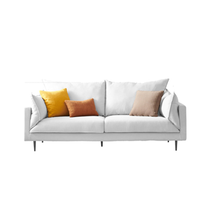 Modern Linen Square Arm Sofa with Bolster Pillows for Living Room, Apartment 63"L x 33"W x 33"H White Clearhalo 'furn' 'furn_sofas' 'Furniture' 'furniture_sofas' 'kitchen' 'kitchen_sofas' 'Living Room Furniture' 'Sofa' 'sofas' 4658177