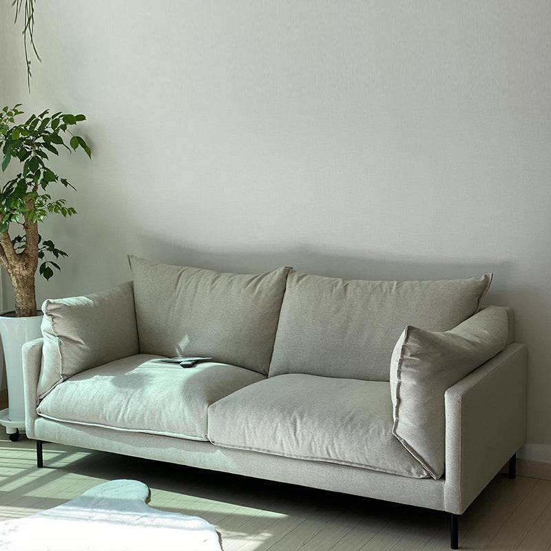 Modern Linen Square Arm Sofa with Bolster Pillows for Living Room, Apartment 63"L x 33"W x 33"H Light Gray Clearhalo 'furn' 'furn_sofas' 'Furniture' 'furniture_sofas' 'kitchen' 'kitchen_sofas' 'Living Room Furniture' 'Sofa' 'sofas' 4658181