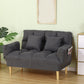 Square Arm Sofa Reclining 48.43" Biscuit Back Linen Loveseat 48"L x 24"W x 33.5"H Dark Gray Clearhalo 'furn' 'furn_sofas' 'Furniture' 'furniture_sofas' 'kitchen' 'kitchen_sofas' 'Living Room Furniture' 'Sofa' 'sofas' 4658193