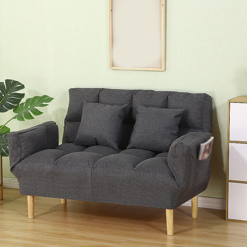 Square Arm Sofa Reclining 48.43" Biscuit Back Linen Loveseat 48"L x 24"W x 33.5"H Dark Gray Clearhalo 'furn' 'furn_sofas' 'Furniture' 'furniture_sofas' 'kitchen' 'kitchen_sofas' 'Living Room Furniture' 'Sofa' 'sofas' 4658193