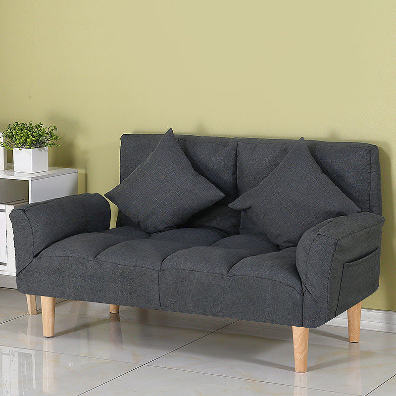 Square Arm Sofa Reclining 48.43" Biscuit Back Linen Loveseat 48"L x 24"W x 28"H Dark Gray Clearhalo 'furn' 'furn_sofas' 'Furniture' 'furniture_sofas' 'kitchen' 'kitchen_sofas' 'Living Room Furniture' 'Sofa' 'sofas' 4658194