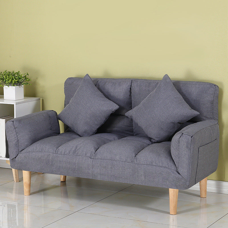 Square Arm Sofa Reclining 48.43" Biscuit Back Linen Loveseat 48"L x 24"W x 28"H Grey Clearhalo 'furn' 'furn_sofas' 'Furniture' 'furniture_sofas' 'kitchen' 'kitchen_sofas' 'Living Room Furniture' 'Sofa' 'sofas' 4658195