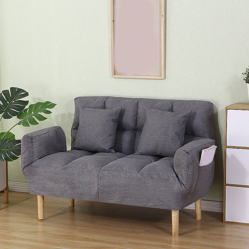 Square Arm Sofa Reclining 48.43" Biscuit Back Linen Loveseat 48"L x 24"W x 33.5"H Grey Clearhalo 'furn' 'furn_sofas' 'Furniture' 'furniture_sofas' 'kitchen' 'kitchen_sofas' 'Living Room Furniture' 'Sofa' 'sofas' 4658197