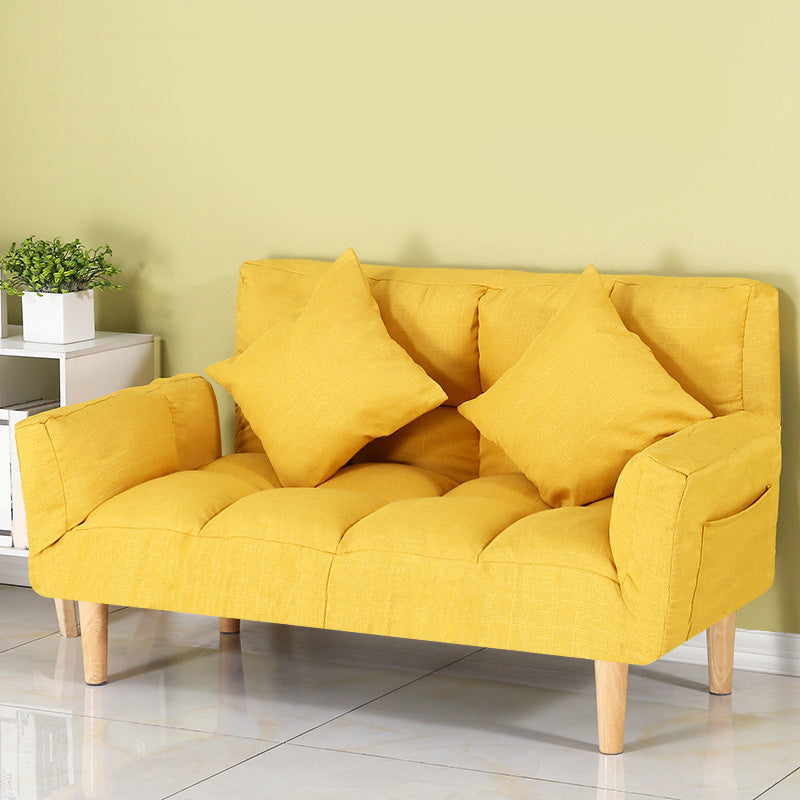 Square Arm Sofa Reclining 48.43" Biscuit Back Linen Loveseat 48"L x 24"W x 28"H Yellow Clearhalo 'furn' 'furn_sofas' 'Furniture' 'furniture_sofas' 'kitchen' 'kitchen_sofas' 'Living Room Furniture' 'Sofa' 'sofas' 4658200