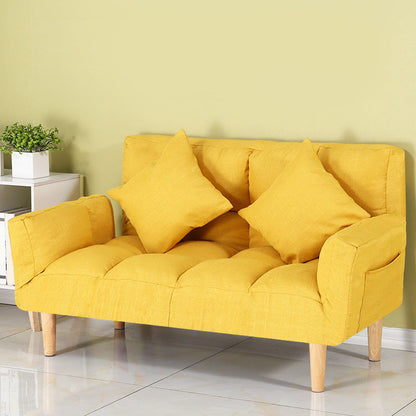 Square Arm Sofa Reclining 48.43" Biscuit Back Linen Loveseat 48"L x 24"W x 28"H Yellow Clearhalo 'furn' 'furn_sofas' 'Furniture' 'furniture_sofas' 'kitchen' 'kitchen_sofas' 'Living Room Furniture' 'Sofa' 'sofas' 4658200