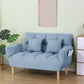 Square Arm Sofa Reclining 48.43" Biscuit Back Linen Loveseat 48"L x 24"W x 33.5"H Light Blue Clearhalo 'furn' 'furn_sofas' 'Furniture' 'furniture_sofas' 'kitchen' 'kitchen_sofas' 'Living Room Furniture' 'Sofa' 'sofas' 4658204