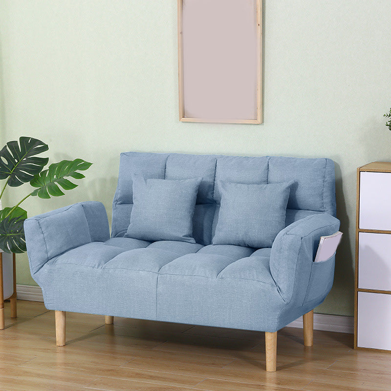 Square Arm Sofa Reclining 48.43" Biscuit Back Linen Loveseat 48"L x 24"W x 33.5"H Light Blue Clearhalo 'furn' 'furn_sofas' 'Furniture' 'furniture_sofas' 'kitchen' 'kitchen_sofas' 'Living Room Furniture' 'Sofa' 'sofas' 4658204