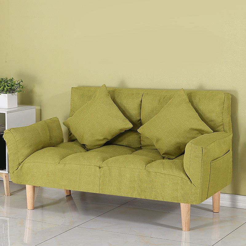 Square Arm Sofa Reclining 48.43" Biscuit Back Linen Loveseat 48"L x 24"W x 28"H Green Clearhalo 'furn' 'furn_sofas' 'Furniture' 'furniture_sofas' 'kitchen' 'kitchen_sofas' 'Living Room Furniture' 'Sofa' 'sofas' 4658205