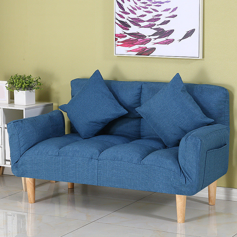 Square Arm Sofa Reclining 48.43" Biscuit Back Linen Loveseat 48"L x 24"W x 28"H Dark Blue Clearhalo 'furn' 'furn_sofas' 'Furniture' 'furniture_sofas' 'kitchen' 'kitchen_sofas' 'Living Room Furniture' 'Sofa' 'sofas' 4658211