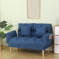 Square Arm Sofa Reclining 48.43" Biscuit Back Linen Loveseat 48"L x 24"W x 33.5"H Dark Blue Clearhalo 'furn' 'furn_sofas' 'Furniture' 'furniture_sofas' 'kitchen' 'kitchen_sofas' 'Living Room Furniture' 'Sofa' 'sofas' 4658213