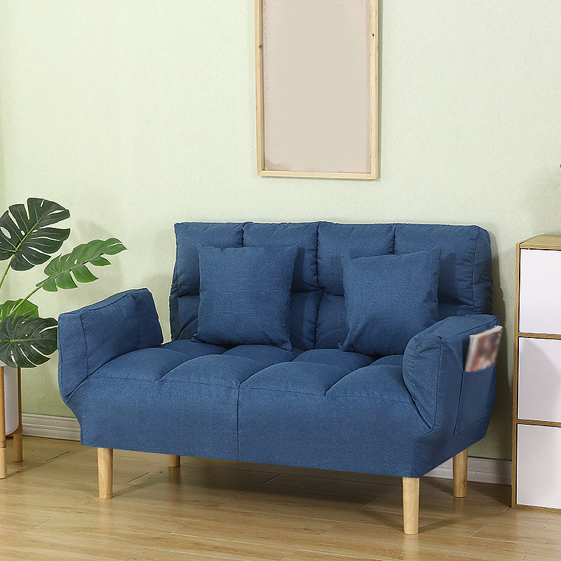 Square Arm Sofa Reclining 48.43" Biscuit Back Linen Loveseat 48"L x 24"W x 33.5"H Dark Blue Clearhalo 'furn' 'furn_sofas' 'Furniture' 'furniture_sofas' 'kitchen' 'kitchen_sofas' 'Living Room Furniture' 'Sofa' 'sofas' 4658213