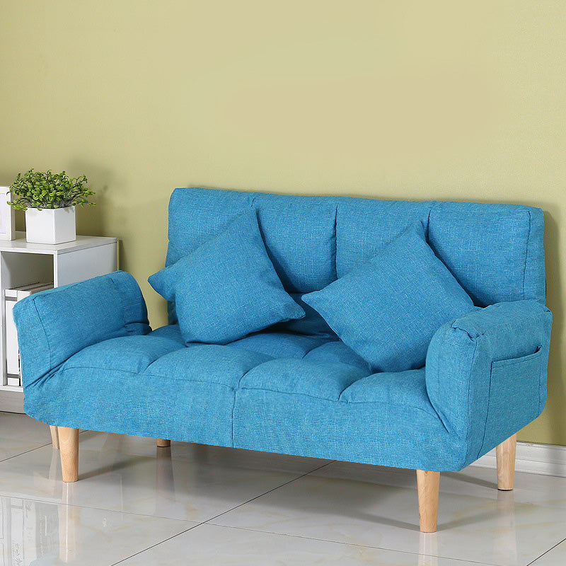 Square Arm Sofa Reclining 48.43" Biscuit Back Linen Loveseat 48"L x 24"W x 28"H Lake Blue Clearhalo 'furn' 'furn_sofas' 'Furniture' 'furniture_sofas' 'kitchen' 'kitchen_sofas' 'Living Room Furniture' 'Sofa' 'sofas' 4658215