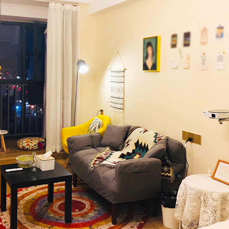 Square Arm Sofa Reclining 48.43" Biscuit Back Linen Loveseat Clearhalo 'furn' 'furn_sofas' 'Furniture' 'furniture_sofas' 'kitchen' 'kitchen_sofas' 'Living Room Furniture' 'Sofa' 'sofas' 4658217