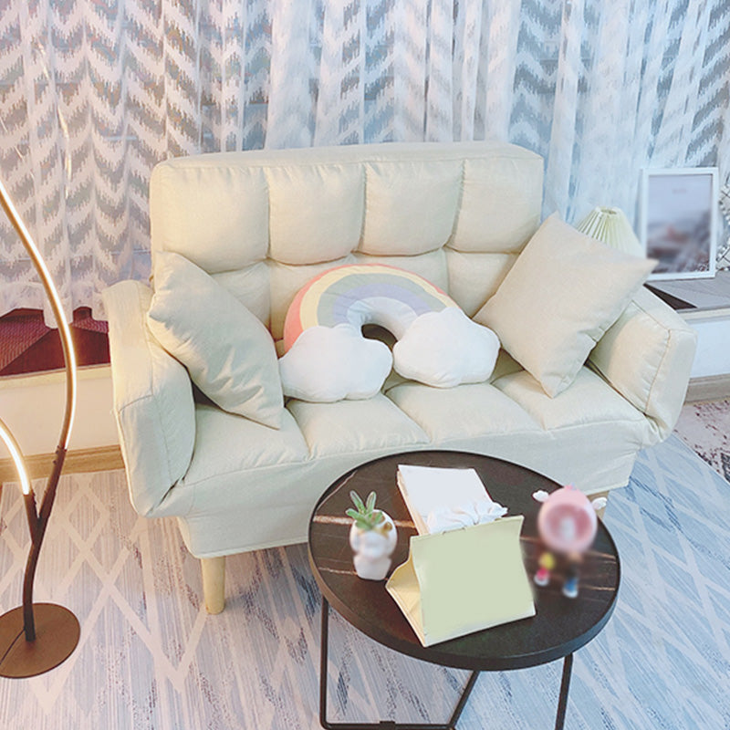 Square Arm Sofa Reclining 48.43" Biscuit Back Linen Loveseat Clearhalo 'furn' 'furn_sofas' 'Furniture' 'furniture_sofas' 'kitchen' 'kitchen_sofas' 'Living Room Furniture' 'Sofa' 'sofas' 4658218