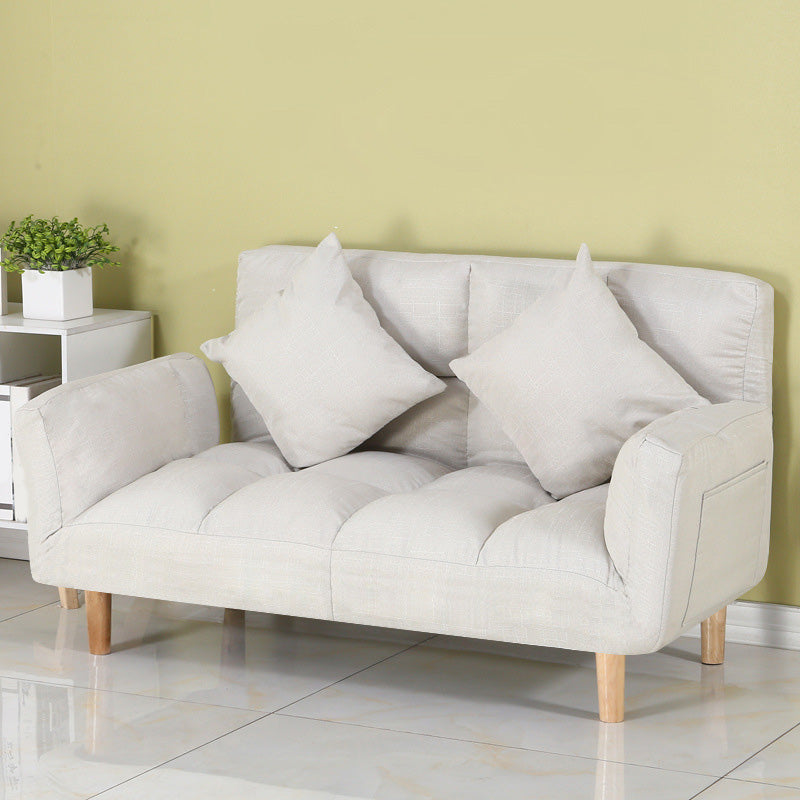 Square Arm Sofa Reclining 48.43" Biscuit Back Linen Loveseat 48"L x 24"W x 28"H Off-White Clearhalo 'furn' 'furn_sofas' 'Furniture' 'furniture_sofas' 'kitchen' 'kitchen_sofas' 'Living Room Furniture' 'Sofa' 'sofas' 4658219