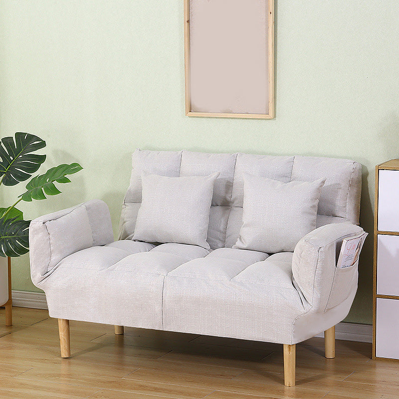 Square Arm Sofa Reclining 48.43" Biscuit Back Linen Loveseat 48"L x 24"W x 33.5"H Off-White Clearhalo 'furn' 'furn_sofas' 'Furniture' 'furniture_sofas' 'kitchen' 'kitchen_sofas' 'Living Room Furniture' 'Sofa' 'sofas' 4658221