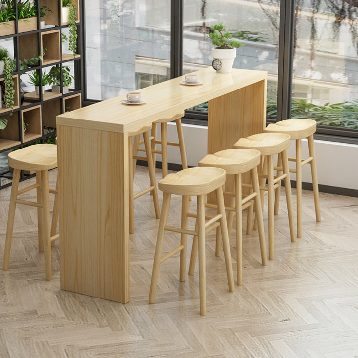 Light Brown Industrial Style Table Solid Wood Milk Tea Shop Casual Bar Table Clearhalo 'Bar Furniture' 'Bar Tables' 'bar_tables' 'furn' 'furn_bar_tables' 'Furniture' 'furniture_bar_tables' 'Kitchen & Dining Furniture' 4664099
