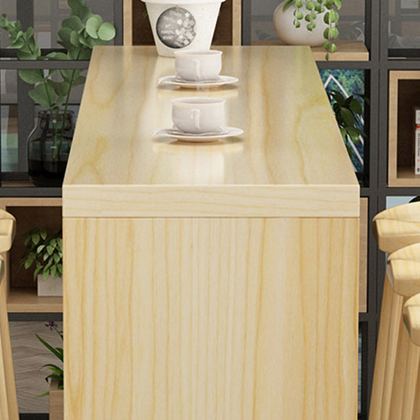 Light Brown Industrial Style Table Solid Wood Milk Tea Shop Casual Bar Table Clearhalo 'Bar Furniture' 'Bar Tables' 'bar_tables' 'furn' 'furn_bar_tables' 'Furniture' 'furniture_bar_tables' 'Kitchen & Dining Furniture' 4664106