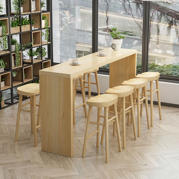 Light Brown Industrial Style Table Solid Wood Milk Tea Shop Casual Bar Table Clearhalo 'Bar Furniture' 'Bar Tables' 'bar_tables' 'furn' 'furn_bar_tables' 'Furniture' 'furniture_bar_tables' 'Kitchen & Dining Furniture' 4664109