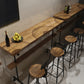 Brown Modern Style Bar Table Pine Wood and Metal Coffee Shop Bar Table Clearhalo 'Bar Furniture' 'Bar Tables' 'bar_tables' 'furn' 'furn_bar_tables' 'Furniture' 'furniture_bar_tables' 'Kitchen & Dining Furniture' 4664140