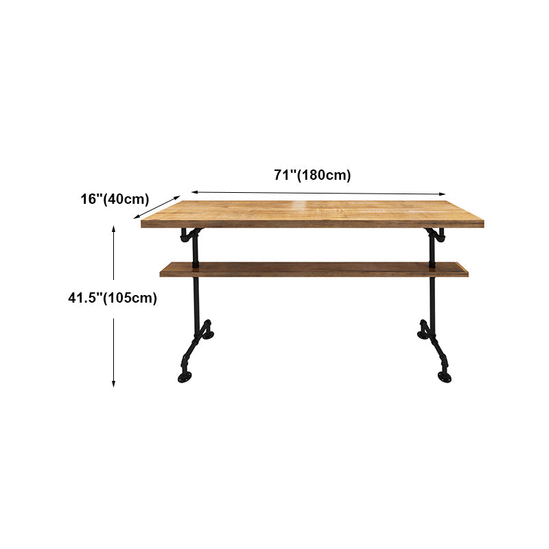 Brown Modern Style Bar Table Pine Wood and Metal Coffee Shop Bar Table Clearhalo 'Bar Furniture' 'Bar Tables' 'bar_tables' 'furn' 'furn_bar_tables' 'Furniture' 'furniture_bar_tables' 'Kitchen & Dining Furniture' 4664147