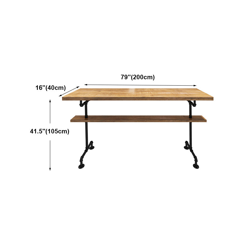 Brown Modern Style Bar Table Pine Wood and Metal Coffee Shop Bar Table Clearhalo 'Bar Furniture' 'Bar Tables' 'bar_tables' 'furn' 'furn_bar_tables' 'Furniture' 'furniture_bar_tables' 'Kitchen & Dining Furniture' 4664148