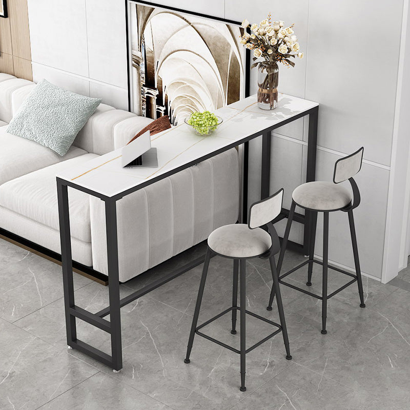 White and Black Modern Style Bar Table in Metal and Wood Milk Tea Shop Bar Table Black White Clearhalo 'Bar Furniture' 'Bar Tables' 'bar_tables' 'furn' 'furn_bar_tables' 'Furniture' 'furniture_bar_tables' 'Kitchen & Dining Furniture' 4664153