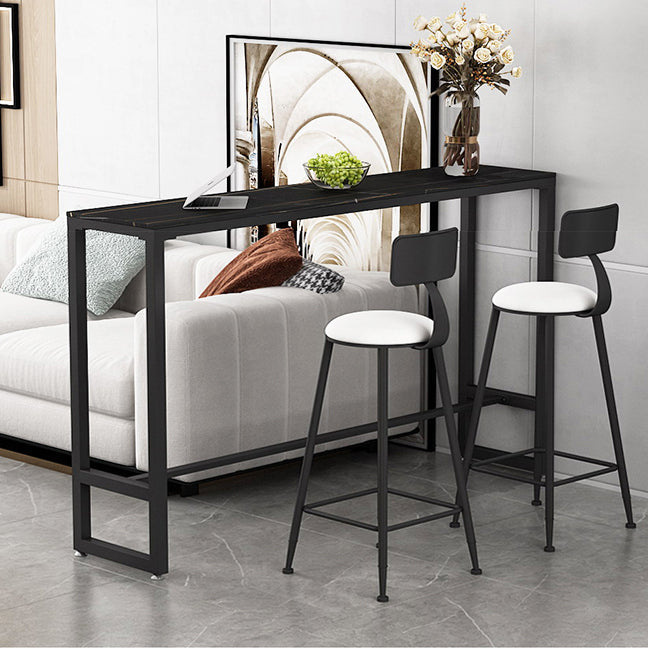 White and Black Modern Style Bar Table in Metal and Wood Milk Tea Shop Bar Table Clearhalo 'Bar Furniture' 'Bar Tables' 'bar_tables' 'furn' 'furn_bar_tables' 'Furniture' 'furniture_bar_tables' 'Kitchen & Dining Furniture' 4664159