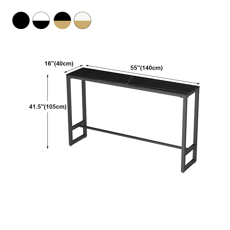 White and Black Modern Style Bar Table in Metal and Wood Milk Tea Shop Bar Table Clearhalo 'Bar Furniture' 'Bar Tables' 'bar_tables' 'furn' 'furn_bar_tables' 'Furniture' 'furniture_bar_tables' 'Kitchen & Dining Furniture' 4664162