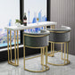 Glam Wood Pub Table with Rectangle Table Top Gold Sled Table - 41.3" H 55.1"L x 15.7"W x 41.3"H White-Gold Wood Clearhalo 'Bar Furniture' 'Bar Tables' 'bar_tables' 'furn' 'furn_bar_tables' 'Furniture' 'furniture_bar_tables' 'Kitchen & Dining Furniture' 4664170