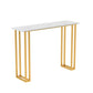 Glam Wood Pub Table with Rectangle Table Top Gold Sled Table - 41.3" H White-Gold Faux Marble Clearhalo 'Bar Furniture' 'Bar Tables' 'bar_tables' 'furn' 'furn_bar_tables' 'Furniture' 'furniture_bar_tables' 'Kitchen & Dining Furniture' 4664171