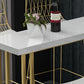 Glam Wood Pub Table with Rectangle Table Top Gold Sled Table - 41.3" H Clearhalo 'Bar Furniture' 'Bar Tables' 'bar_tables' 'furn' 'furn_bar_tables' 'Furniture' 'furniture_bar_tables' 'Kitchen & Dining Furniture' 4664172