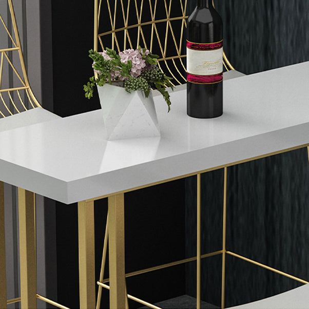 Glam Wood Pub Table with Rectangle Table Top Gold Sled Table - 41.3" H Clearhalo 'Bar Furniture' 'Bar Tables' 'bar_tables' 'furn' 'furn_bar_tables' 'Furniture' 'furniture_bar_tables' 'Kitchen & Dining Furniture' 4664172