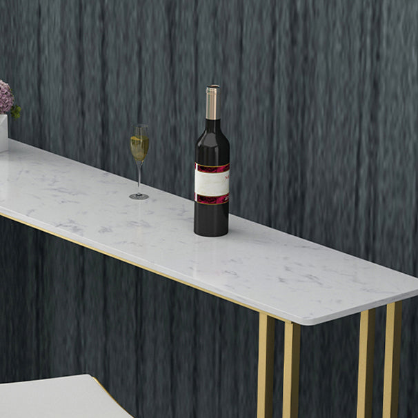 Glam Wood Pub Table with Rectangle Table Top Gold Sled Table - 41.3" H Clearhalo 'Bar Furniture' 'Bar Tables' 'bar_tables' 'furn' 'furn_bar_tables' 'Furniture' 'furniture_bar_tables' 'Kitchen & Dining Furniture' 4664174
