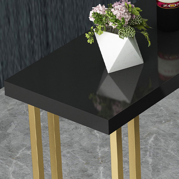 Glam Wood Pub Table with Rectangle Table Top Gold Sled Table - 41.3" H Clearhalo 'Bar Furniture' 'Bar Tables' 'bar_tables' 'furn' 'furn_bar_tables' 'Furniture' 'furniture_bar_tables' 'Kitchen & Dining Furniture' 4664175