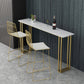 Glam Wood Pub Table with Rectangle Table Top Gold Sled Table - 41.3" H Clearhalo 'Bar Furniture' 'Bar Tables' 'bar_tables' 'furn' 'furn_bar_tables' 'Furniture' 'furniture_bar_tables' 'Kitchen & Dining Furniture' 4664178