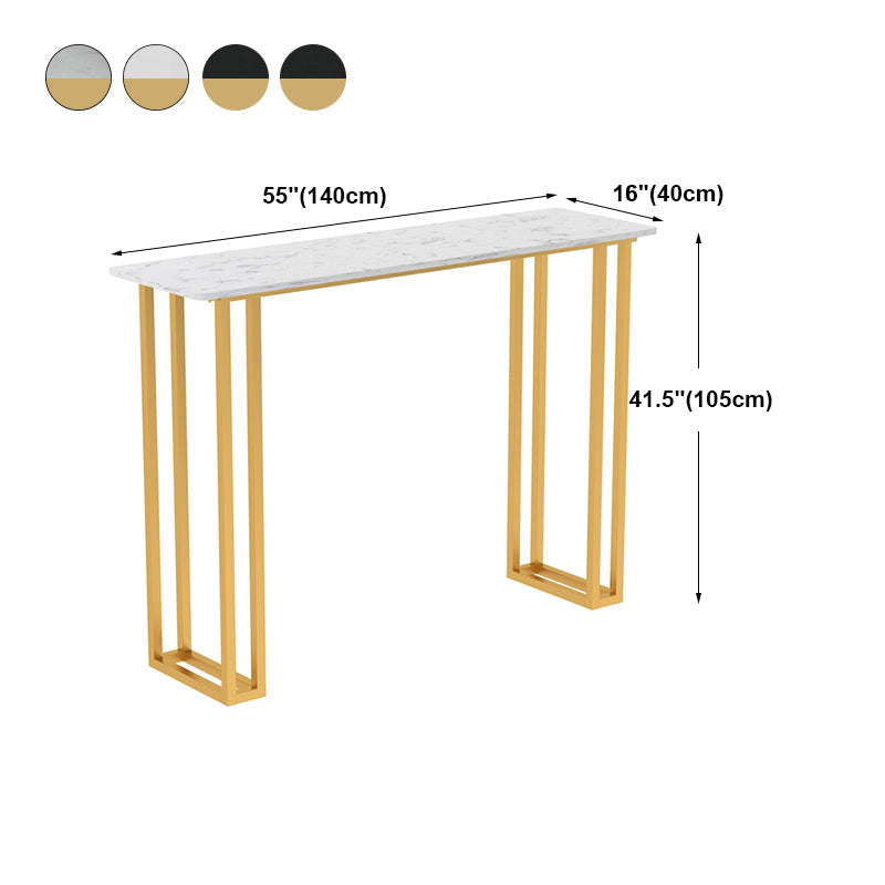 Glam Wood Pub Table with Rectangle Table Top Gold Sled Table - 41.3" H Clearhalo 'Bar Furniture' 'Bar Tables' 'bar_tables' 'furn' 'furn_bar_tables' 'Furniture' 'furniture_bar_tables' 'Kitchen & Dining Furniture' 4664180