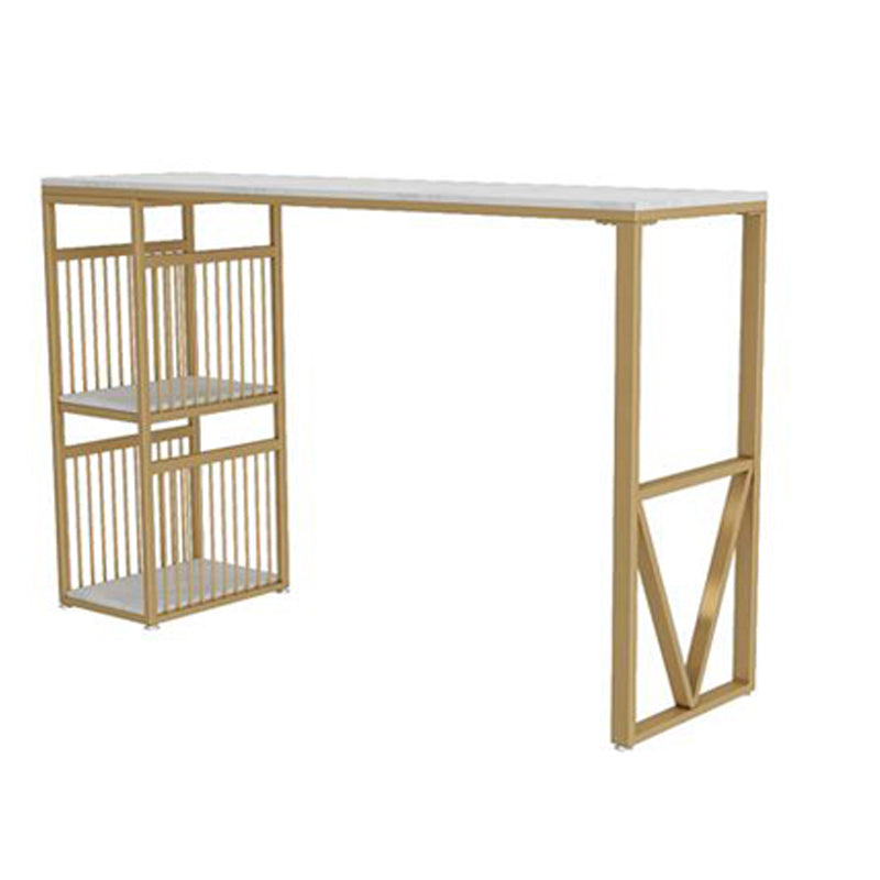 White and Black Glam Style Bar Table in Marble and Metal Milk Tea Shop Bar Table Gold Without Chairs Clearhalo 'Bar Furniture' 'Bar Tables' 'bar_tables' 'furn' 'furn_bar_tables' 'Furniture' 'furniture_bar_tables' 'Kitchen & Dining Furniture' 4664198