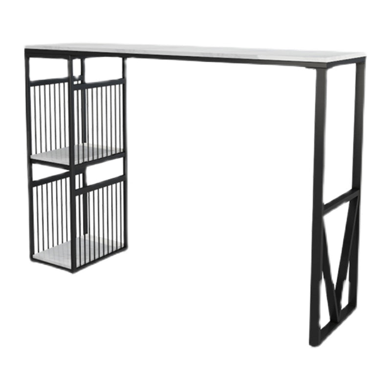 White and Black Glam Style Bar Table in Marble and Metal Milk Tea Shop Bar Table Black Without Chairs Clearhalo 'Bar Furniture' 'Bar Tables' 'bar_tables' 'furn' 'furn_bar_tables' 'Furniture' 'furniture_bar_tables' 'Kitchen & Dining Furniture' 4664202