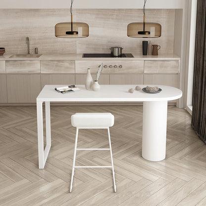 Wood Bar Stool Table with Specialty Table Top Double Pedestal Table - 41.3" H 47.2"L x 19.7"W x 41.3"H White Without Chairs Clearhalo 'Bar Furniture' 'Bar Tables' 'bar_tables' 'furn' 'furn_bar_tables' 'Furniture' 'furniture_bar_tables' 'Kitchen & Dining Furniture' 4664210
