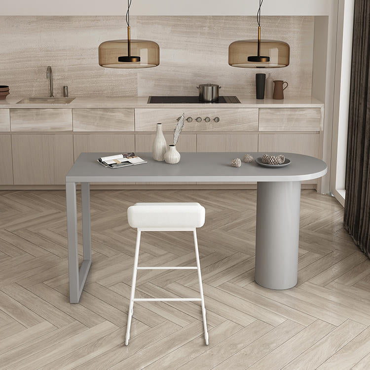 Wood Bar Stool Table with Specialty Table Top Double Pedestal Table - 41.3" H Grey Without Chairs Clearhalo 'Bar Furniture' 'Bar Tables' 'bar_tables' 'furn' 'furn_bar_tables' 'Furniture' 'furniture_bar_tables' 'Kitchen & Dining Furniture' 4664211