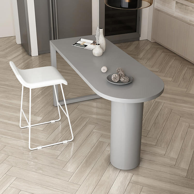 Wood Bar Stool Table with Specialty Table Top Double Pedestal Table - 41.3" H 63"L x 19.7"W x 41.3"H Grey Without Chairs Clearhalo 'Bar Furniture' 'Bar Tables' 'bar_tables' 'furn' 'furn_bar_tables' 'Furniture' 'furniture_bar_tables' 'Kitchen & Dining Furniture' 4664212