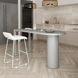 Wood Bar Stool Table with Specialty Table Top Double Pedestal Table - 41.3" H Clearhalo 'Bar Furniture' 'Bar Tables' 'bar_tables' 'furn' 'furn_bar_tables' 'Furniture' 'furniture_bar_tables' 'Kitchen & Dining Furniture' 4664216