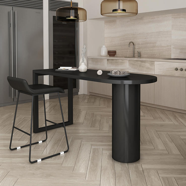 Wood Bar Stool Table with Specialty Table Top Double Pedestal Table - 41.3" H Clearhalo 'Bar Furniture' 'Bar Tables' 'bar_tables' 'furn' 'furn_bar_tables' 'Furniture' 'furniture_bar_tables' 'Kitchen & Dining Furniture' 4664218