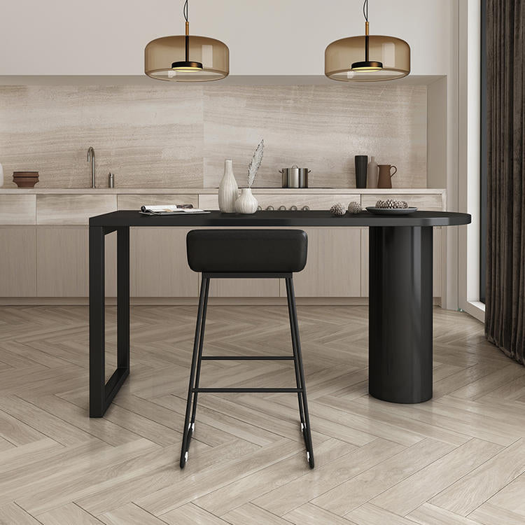 Wood Bar Stool Table with Specialty Table Top Double Pedestal Table - 41.3" H Clearhalo 'Bar Furniture' 'Bar Tables' 'bar_tables' 'furn' 'furn_bar_tables' 'Furniture' 'furniture_bar_tables' 'Kitchen & Dining Furniture' 4664219