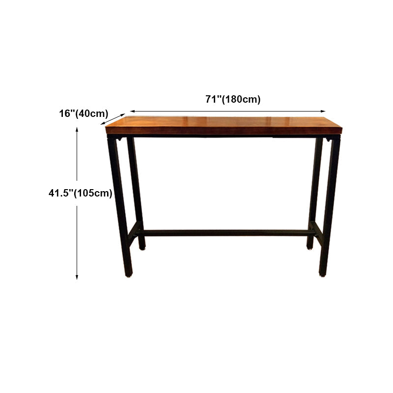 Industrial Brown Wood Pub Table with Rectangle Table Top Trestle Table - 41.3" H Clearhalo 'Bar Furniture' 'Bar Tables' 'bar_tables' 'furn' 'furn_bar_tables' 'Furniture' 'furniture_bar_tables' 'Kitchen & Dining Furniture' 4664237