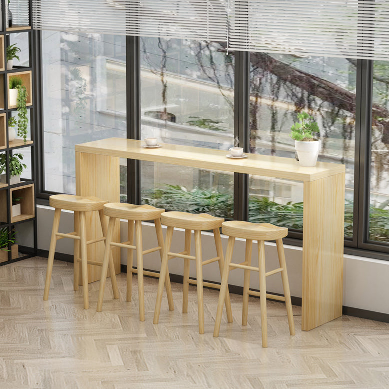 Industrial Style Bar Table Solid Wood Light Brown Milk Tea Shop Casual Bar Table 94.5"L x 15.7"W x 41.3"H Without Chairs Clearhalo 'Bar Furniture' 'Bar Tables' 'bar_tables' 'furn' 'furn_bar_tables' 'Furniture' 'furniture_bar_tables' 'Kitchen & Dining Furniture' 4664246